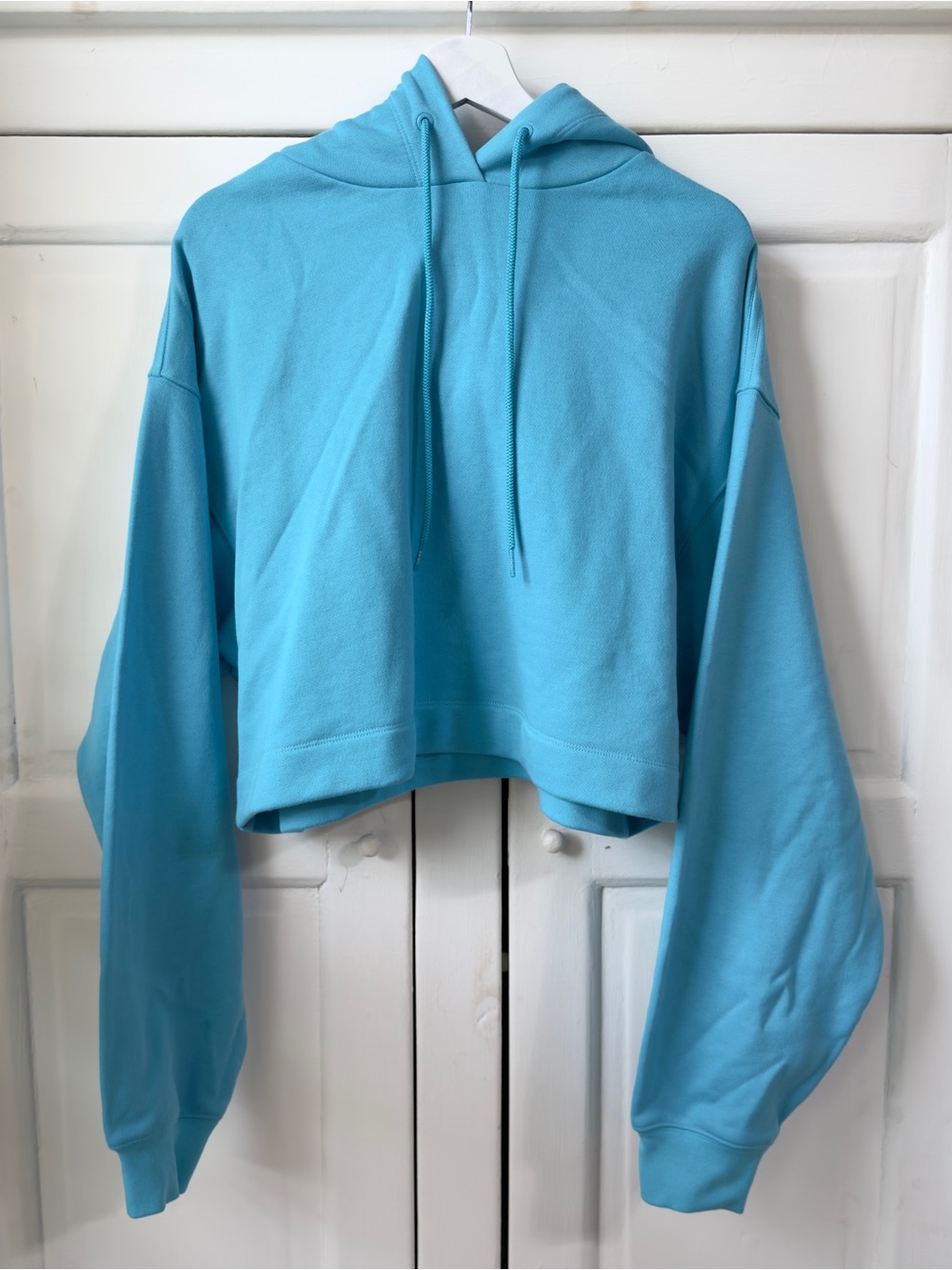 Alo Bae Crop Hoodie Bright Aqua Size Medium
